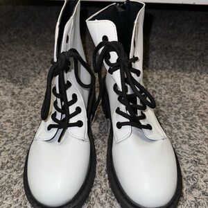 SHEIN Black and White Combat Boots